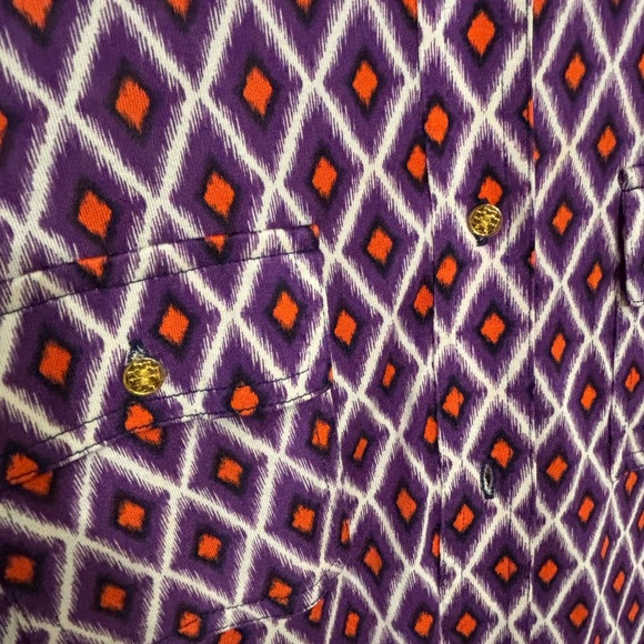 TORY BURCH “Edie” Diamond Print Silk Button Down Blouse Size SMALL - Picture 3 of 5
